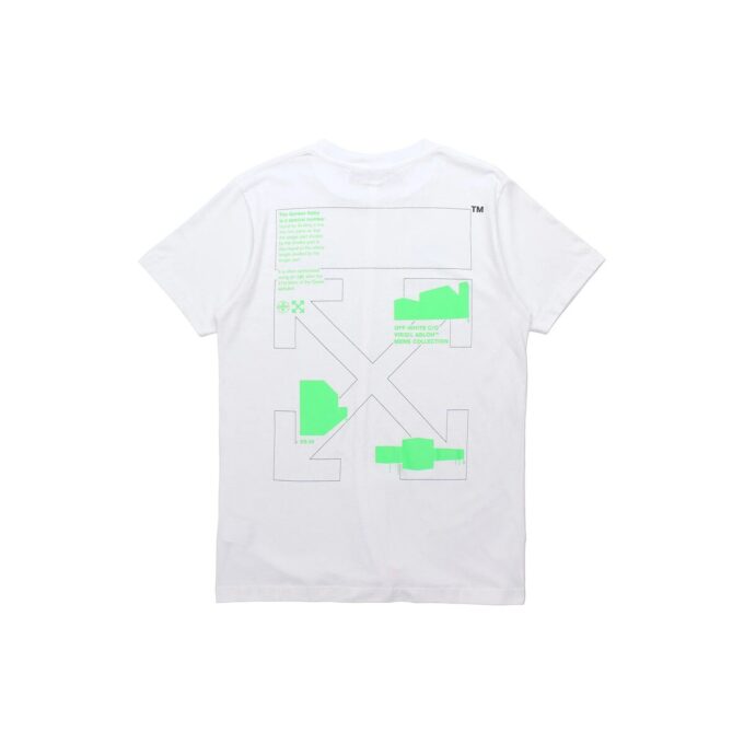 T-shirt à manches courtes blanc avec imprimé alphabétique fluorescent