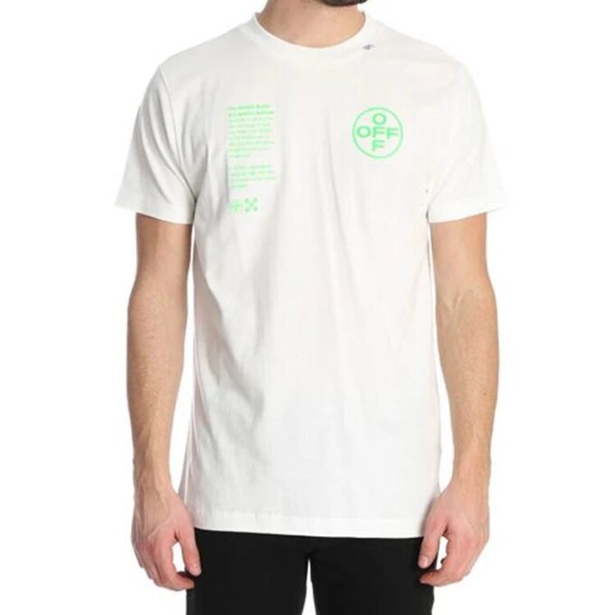 T-shirt à manches courtes blanc avec imprimé alphabétique fluorescent
