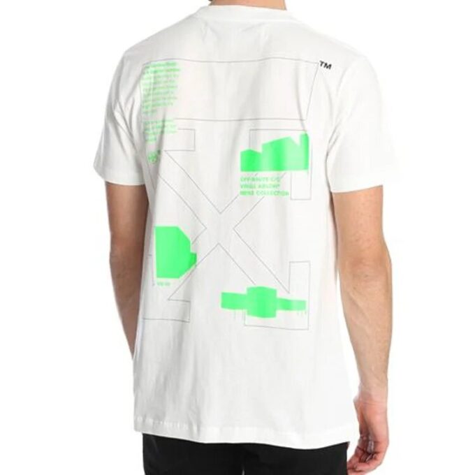 T-shirt à manches courtes blanc avec imprimé alphabétique fluorescent