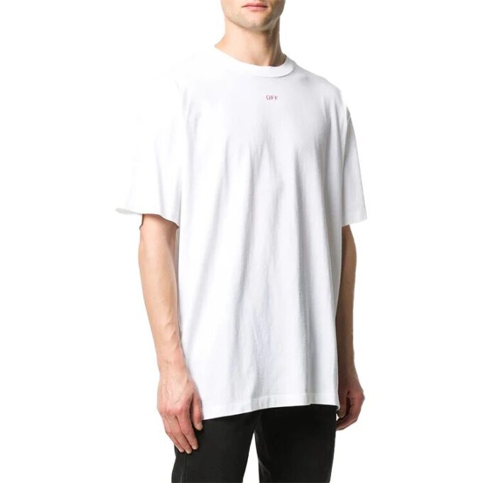 T-shirt à manches courtes blanc avec imprimé flèches au pochoir