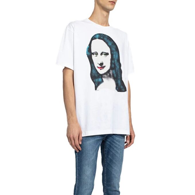 T-shirt à manches courtes blanc avec imprimé Mona Lisa