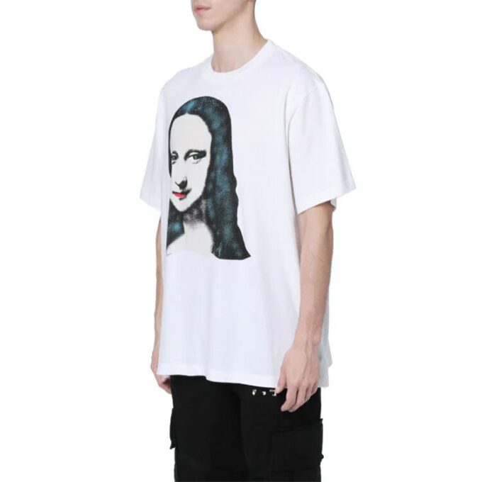 T-shirt à manches courtes blanc avec imprimé Mona Lisa