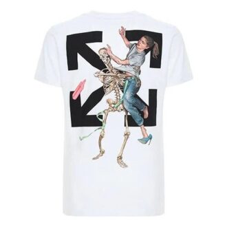 T-shirt à manches courtes blanc avec logo squelette imprimé