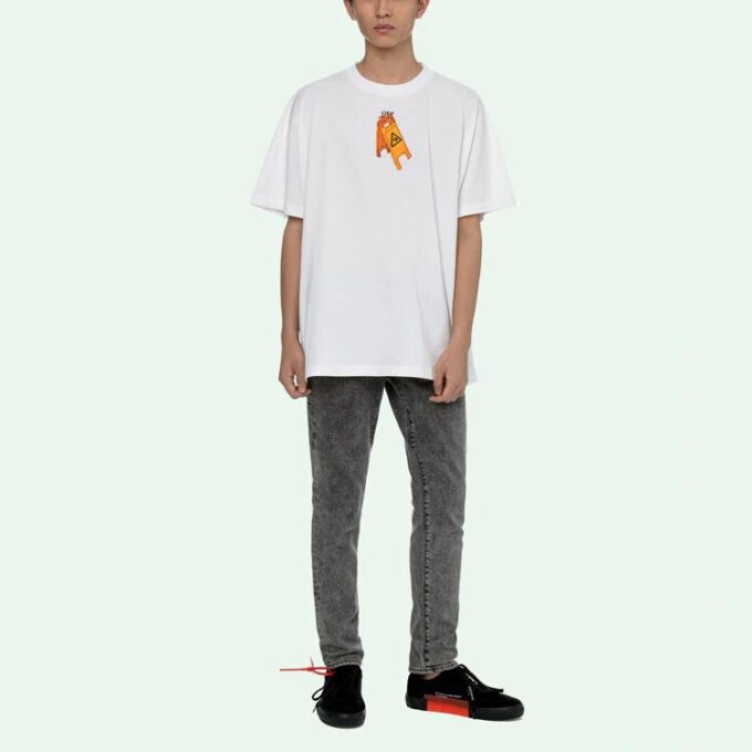T-shirt à manches courtes blanc avec logo squelette imprimé