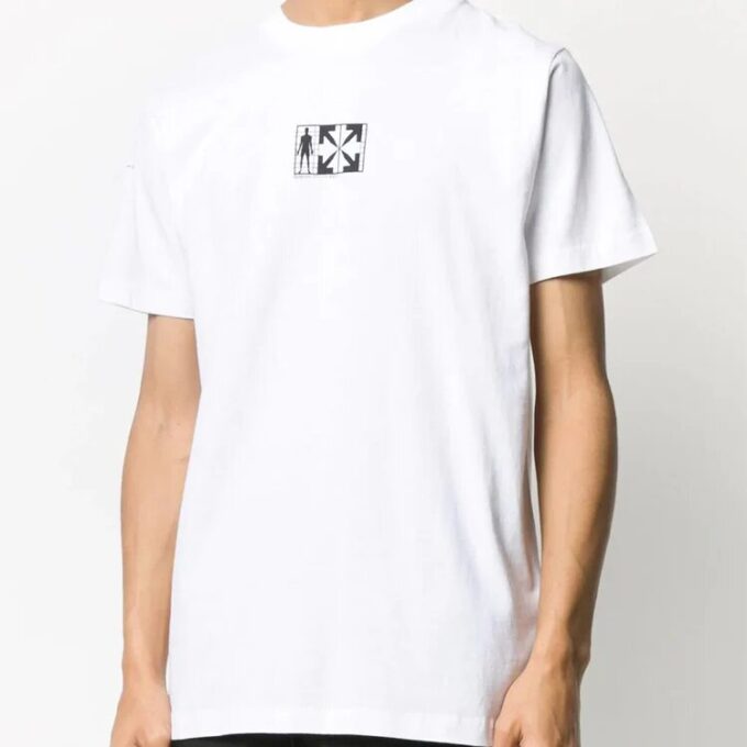 T-shirt à manches courtes blanc imprimé motif flèches