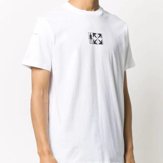 T-shirt à manches courtes blanc imprimé motif flèches