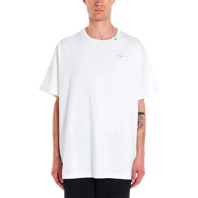 T-shirt à manches courtes blanc pour homme avec logo non fini