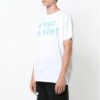 T-shirt à manches courtes bleu avec slogan et flèche, blanc