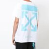 T-shirt à manches courtes bleu avec slogan et flèche, blanc