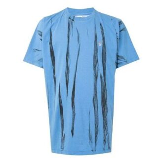 T-shirt à manches courtes bleu tie-dye avec flèche réfléchissante