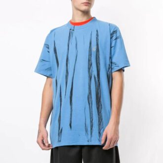 T-shirt à manches courtes bleu tie-dye avec flèche réfléchissante