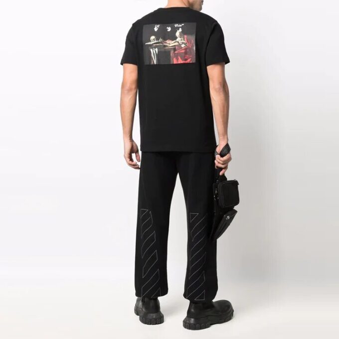 T-shirt à manches courtes Caravaggio Arrow unie noir pour homme Off-White