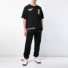 T-shirt à manches courtes en coton ample avec imprimé noir