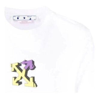 T-shirt à manches courtes en coton imprimé flèches géométriques SS22, blanc