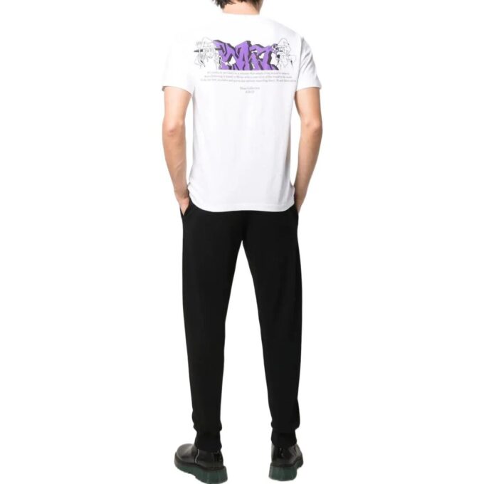 T-shirt à manches courtes en coton imprimé flèches géométriques SS22, blanc