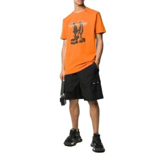 T-shirt à manches courtes en coton imprimé, orange