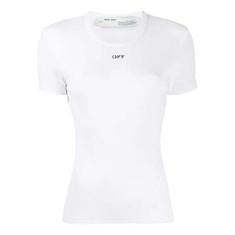 T-shirt à manches courtes en coton Off-White avec logo en lettres