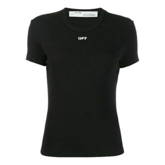 T-shirt à manches courtes en coton Off-White avec logo en lettres