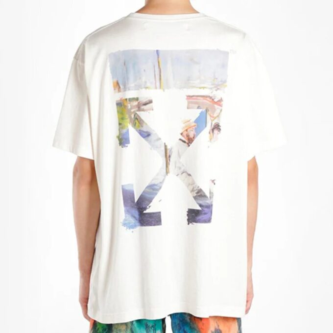 T-shirt à manches courtes en coton Painting Arrow Blanc Shorts