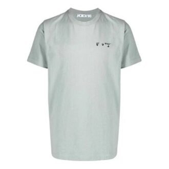 T-shirt à manches courtes en coton vert pour homme Off-White avec logo brodé