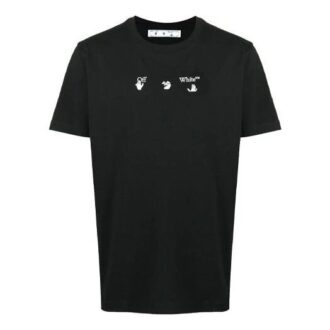 T-shirt à manches courtes et col rond avec logo imprimé dans le dos, version standard, noir