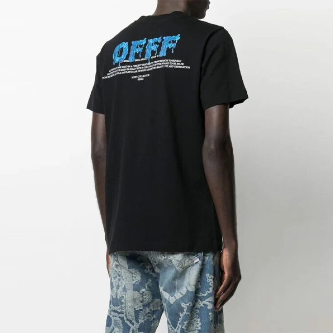 T-shirt à manches courtes et col rond avec logo imprimé dans le dos, version standard, noir