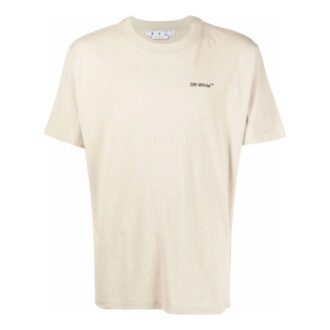 T-shirt à manches courtes et col rond avec logo SS22, imprimé, beige