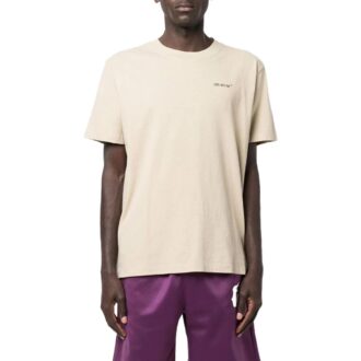 T-shirt à manches courtes et col rond avec logo SS22, imprimé, beige