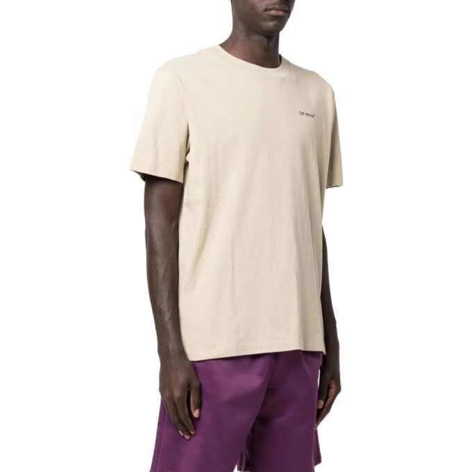 T-shirt à manches courtes et col rond avec logo SS22, imprimé, beige