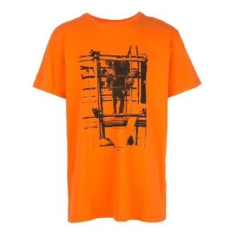 T-shirt à manches courtes et col rond en coton à imprimé flèches, orange