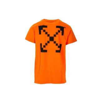 T-shirt à manches courtes et col rond en coton à imprimé flèches, orange
