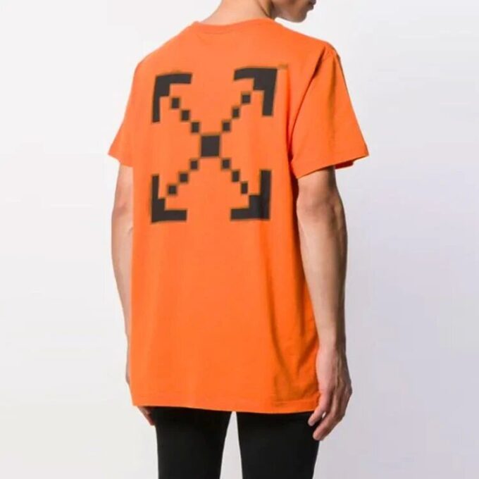 T-shirt à manches courtes et col rond en coton à imprimé flèches, orange