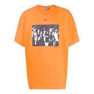 T-shirt à manches courtes et col rond Off-White pour homme, imprimé flèches, orange