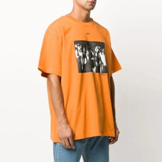 T-shirt à manches courtes et col rond Off-White pour homme, imprimé flèches, orange