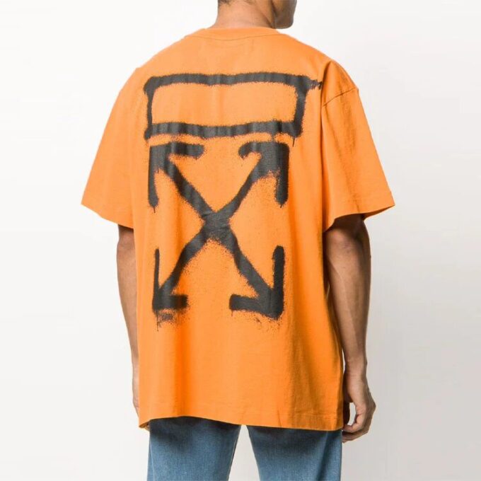 T-shirt à manches courtes et col rond Off-White pour homme, imprimé flèches, orange