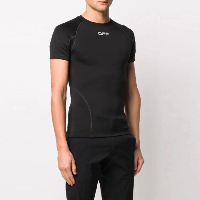 T-shirt à manches courtes et coupe ajustée SS21 avec logo, noir