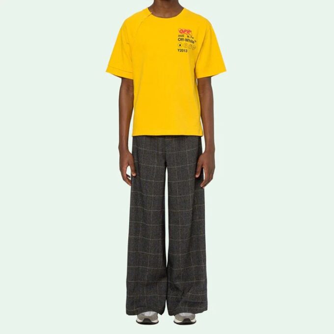 T-shirt à manches courtes FW19 Industrial Y013 Recon Shorts pour homme, jaune