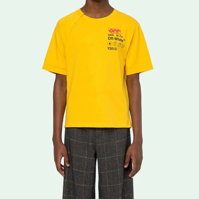 T-shirt à manches courtes FW19 Industrial Y013 Recon Shorts pour homme, jaune