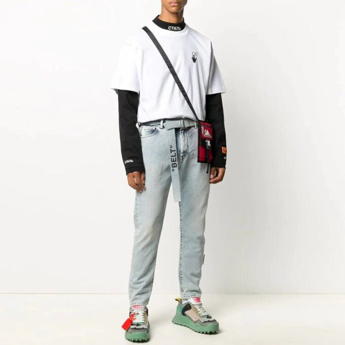 T-shirt à manches courtes FW20 avec flèche et squelette humain pour homme, blanc