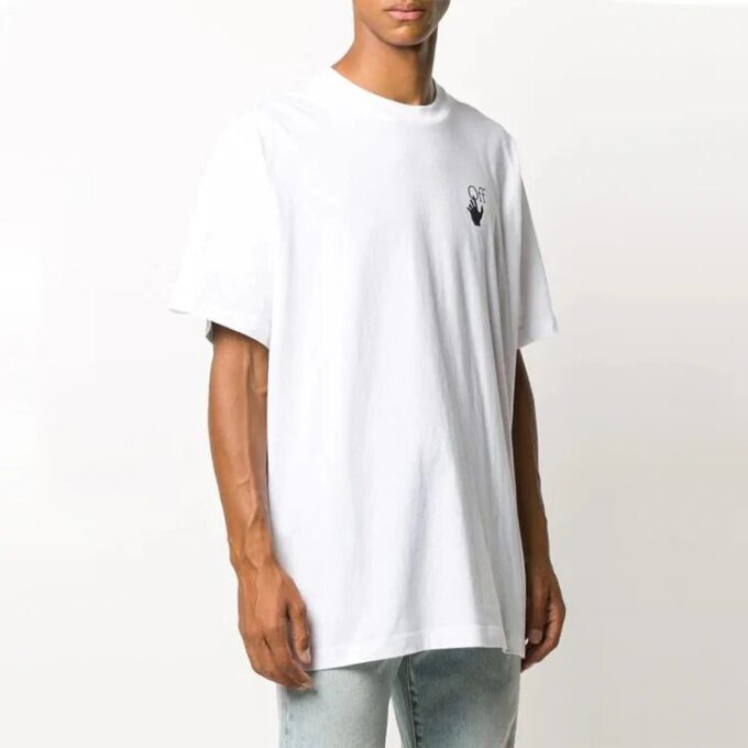T-shirt à manches courtes FW20 avec flèche et squelette humain pour homme, blanc