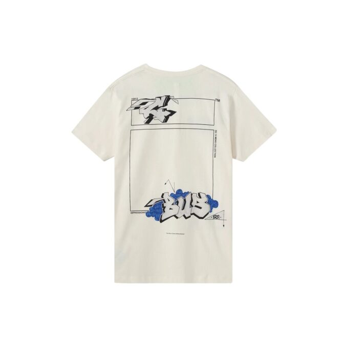 T-shirt à manches courtes Graffiti Printing, blanc