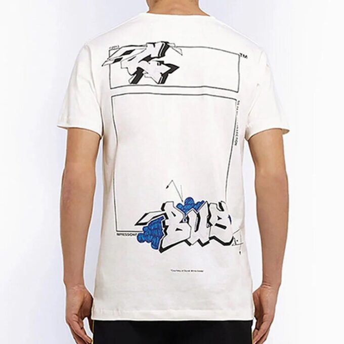 T-shirt à manches courtes Graffiti Printing, blanc