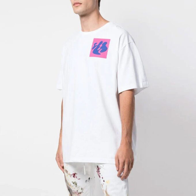 T-shirt à manches courtes imprimé oversize FW19 pour homme, blanc