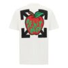 T-shirt à manches courtes imprimé pomme, coupe ample, blanc, pour homme