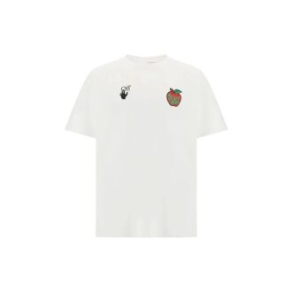 T-shirt à manches courtes imprimé pomme, coupe ample, blanc, pour homme
