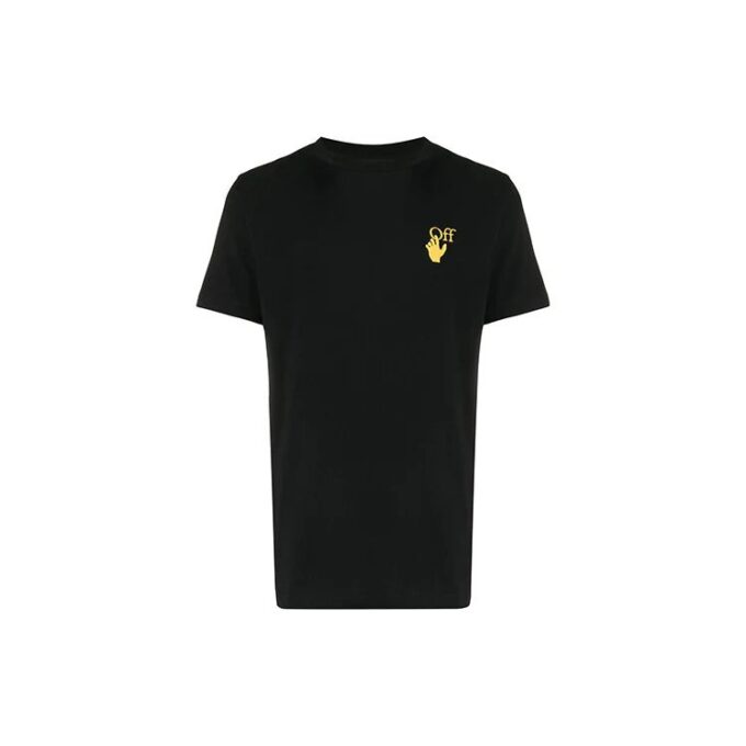 T-shirt à manches courtes imprimé Terre brodé Noir
