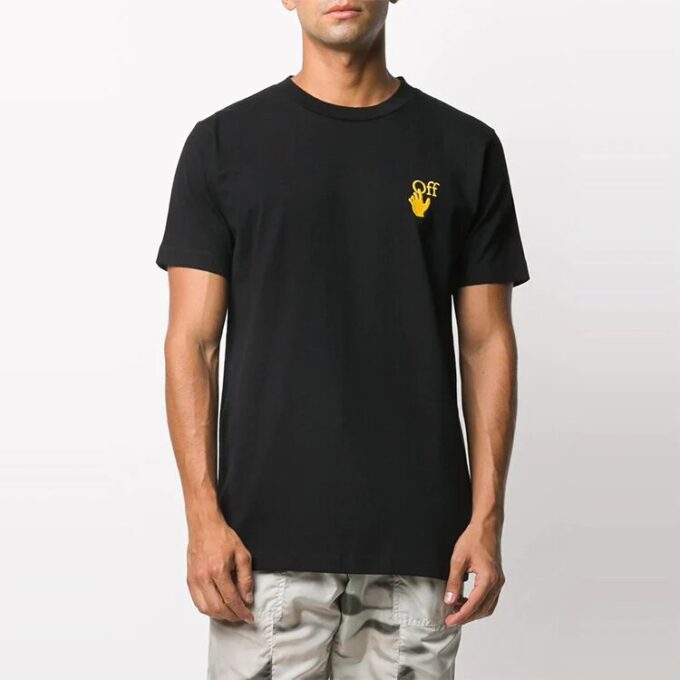 T-shirt à manches courtes imprimé Terre brodé Noir