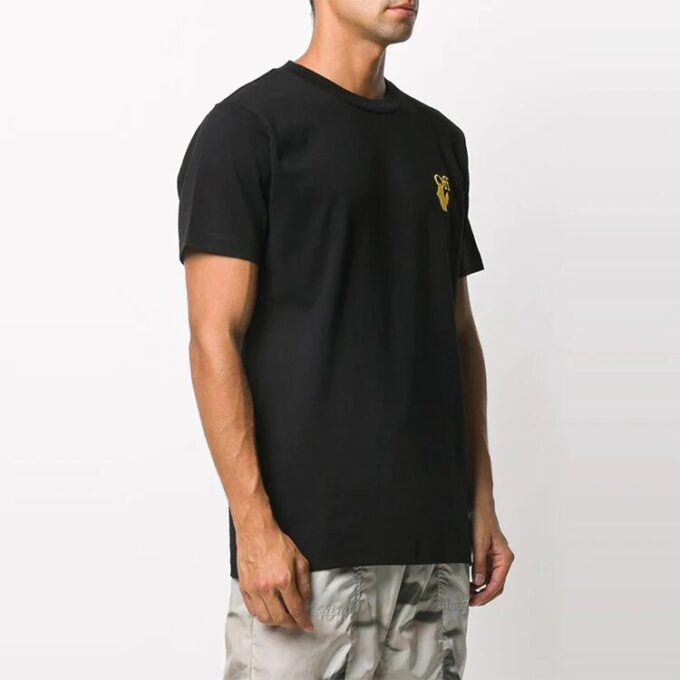 T-shirt à manches courtes imprimé Terre brodé Noir