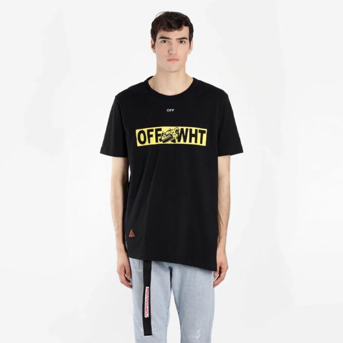 T-shirt à manches courtes en coton imprimé noir
