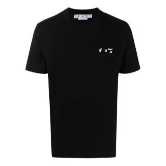 T-shirt à manches courtes noir avec logo imprimé SS22